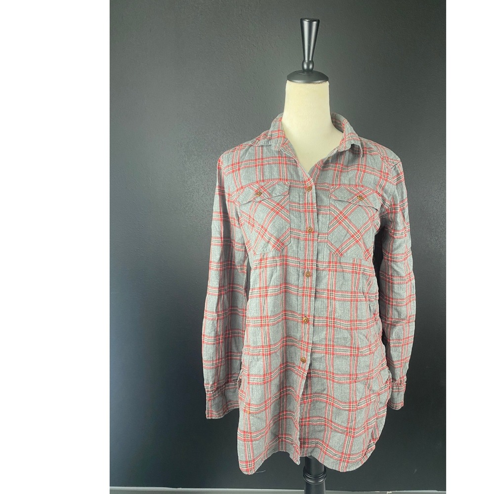 J. Crew Plaid Tunic Shirt Women's Size 4T Tall Gray Red - Picture 3 of 15